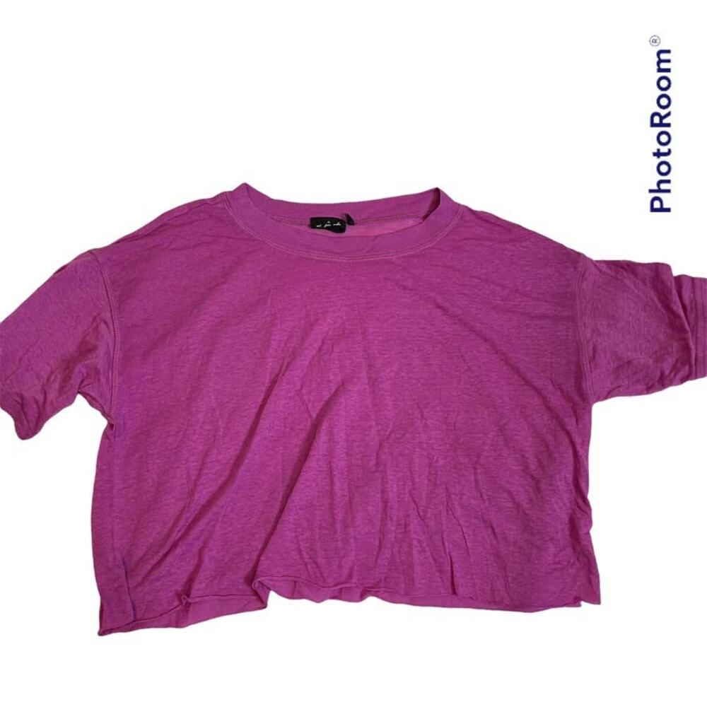 Out From Under Urban Outfitters Magenta Pink Cropped Raw Hem Tee Shirt Medium